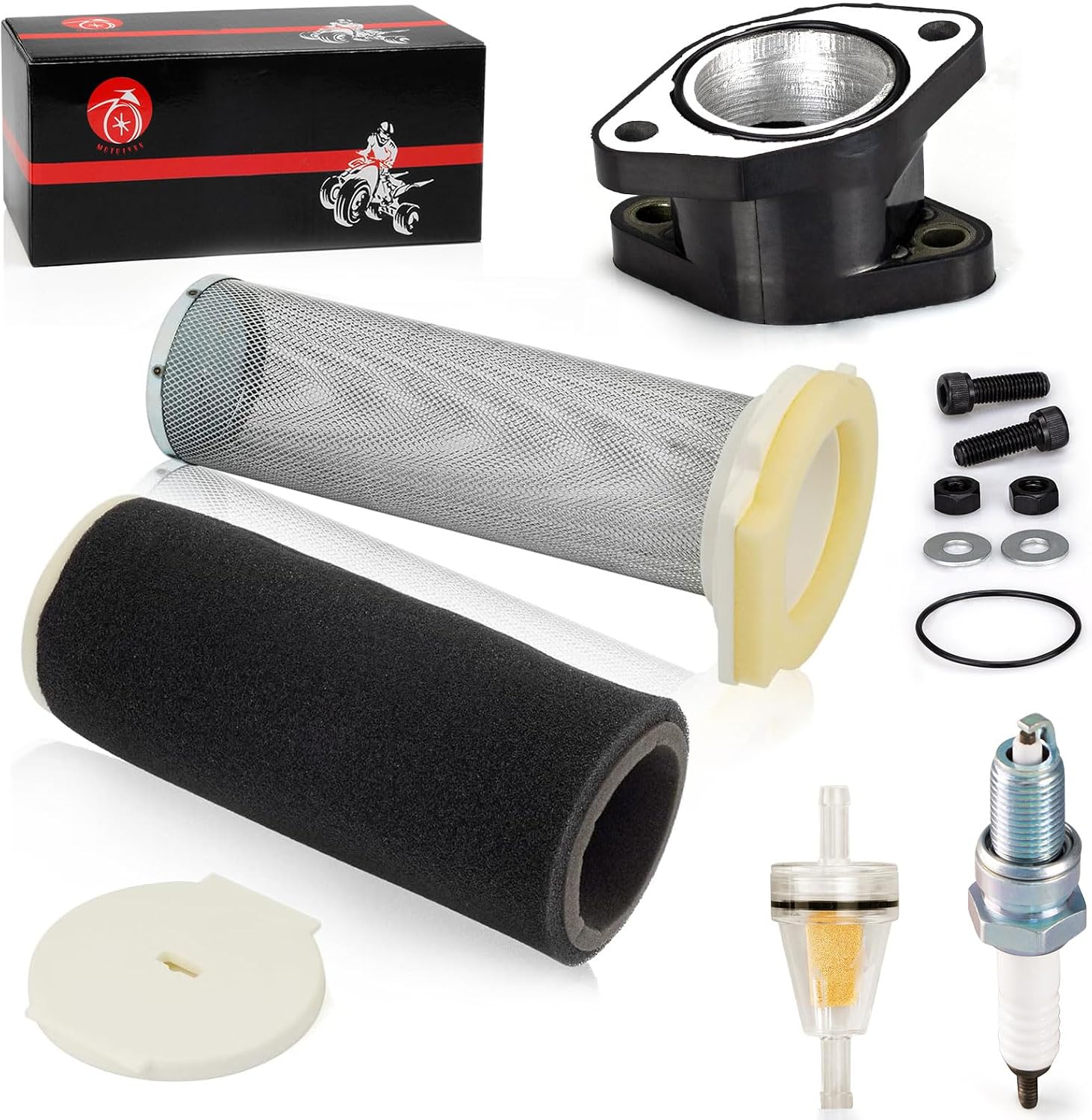 Air Filter Guide End Cap Kit Spark Plug Intake Manifold For Yamaha Warrior 350 YFM350X 1987-2004