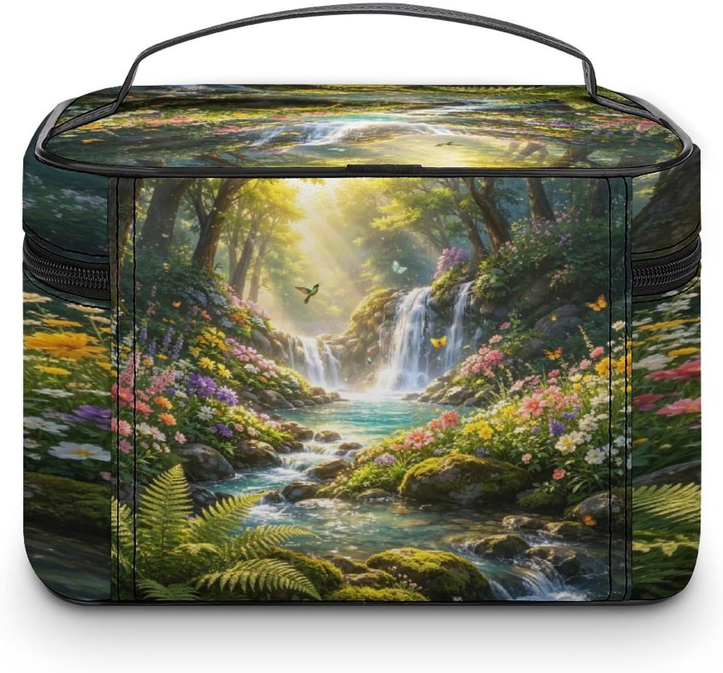 Forest Waterfall Floral Travel Makeup Bag Cosmetic Bag Toiletry Bags image 3