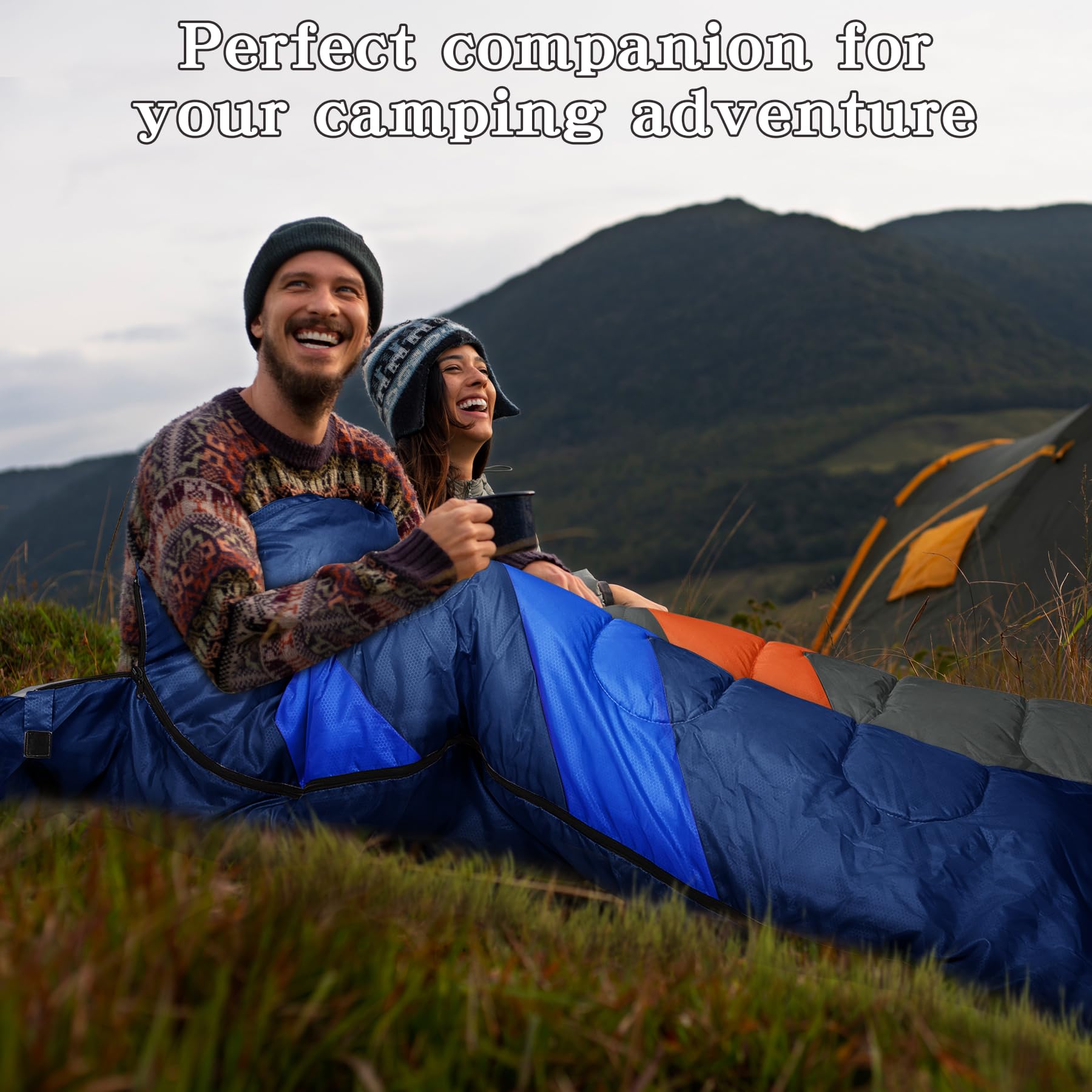 Schlafsack 3-4 Jahreszeite für Outdoor Camping Warme Einzelne Erwachsene Wasserdicht Leichter Ultraleicht Schlafsack für Erwachsene Kinder Camping Wandern, Reise