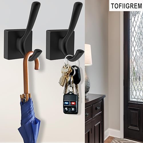 Vista 3 de Ganchos de pared negros para abrigos, ganchos para vestíbulos de baño, ganchos para colgar ropa, bata, toalla, mochila, ganchos decorativos