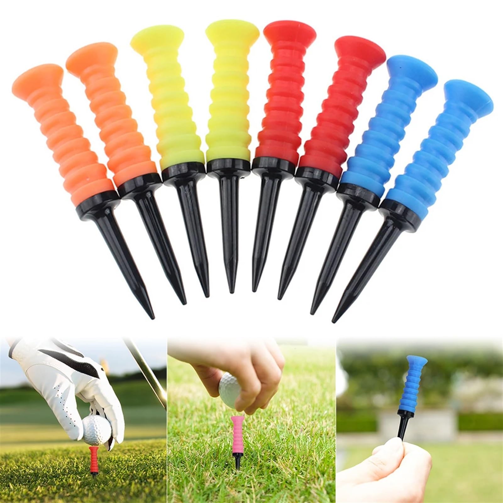 Golf Tee 5 stücke Golf Elastische Tees 8,3 cm Golf Praxis Tees Silikon Golf Ball Halter Golf Ball Abschlag Golf Training Zubehör FüR Einen Idealen Abschlag