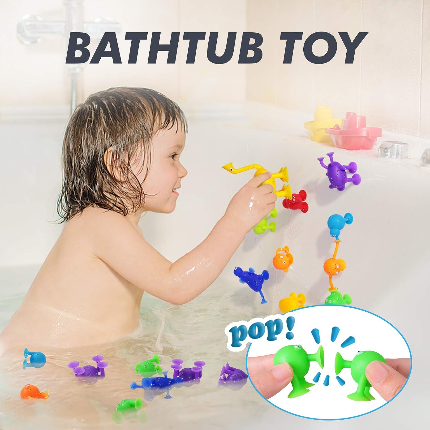 Lamlingo 36 Piece Suction Toy Construction Set with Eggshell Storage Design, Suction Cup Building Toy Bath Suction Toys for Baby 3 Year olds and Above, Compatible with Suction Building Toys Kit