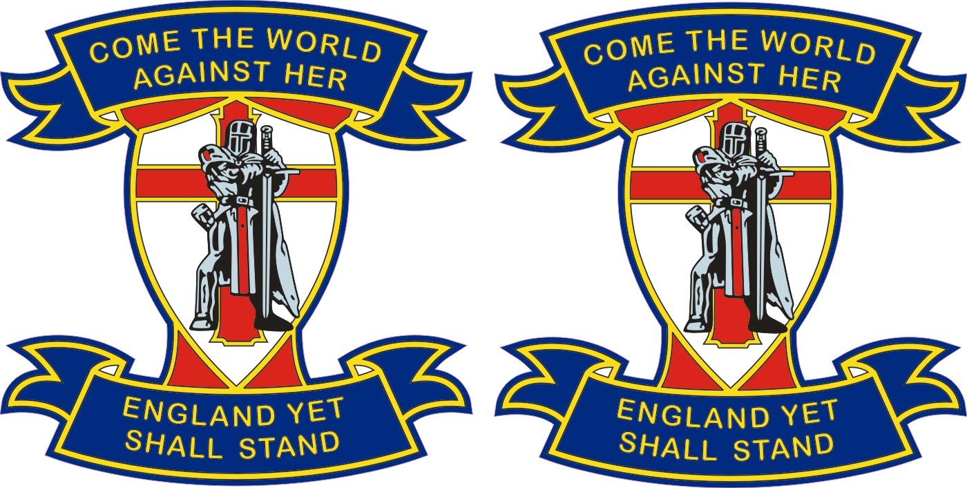 Senlak Black England Car Sticker "Come The World Against Her England Yet Shall Stand" - Also For Laptops, Tablets Etc (Small (You Get 2 Small Stickers))