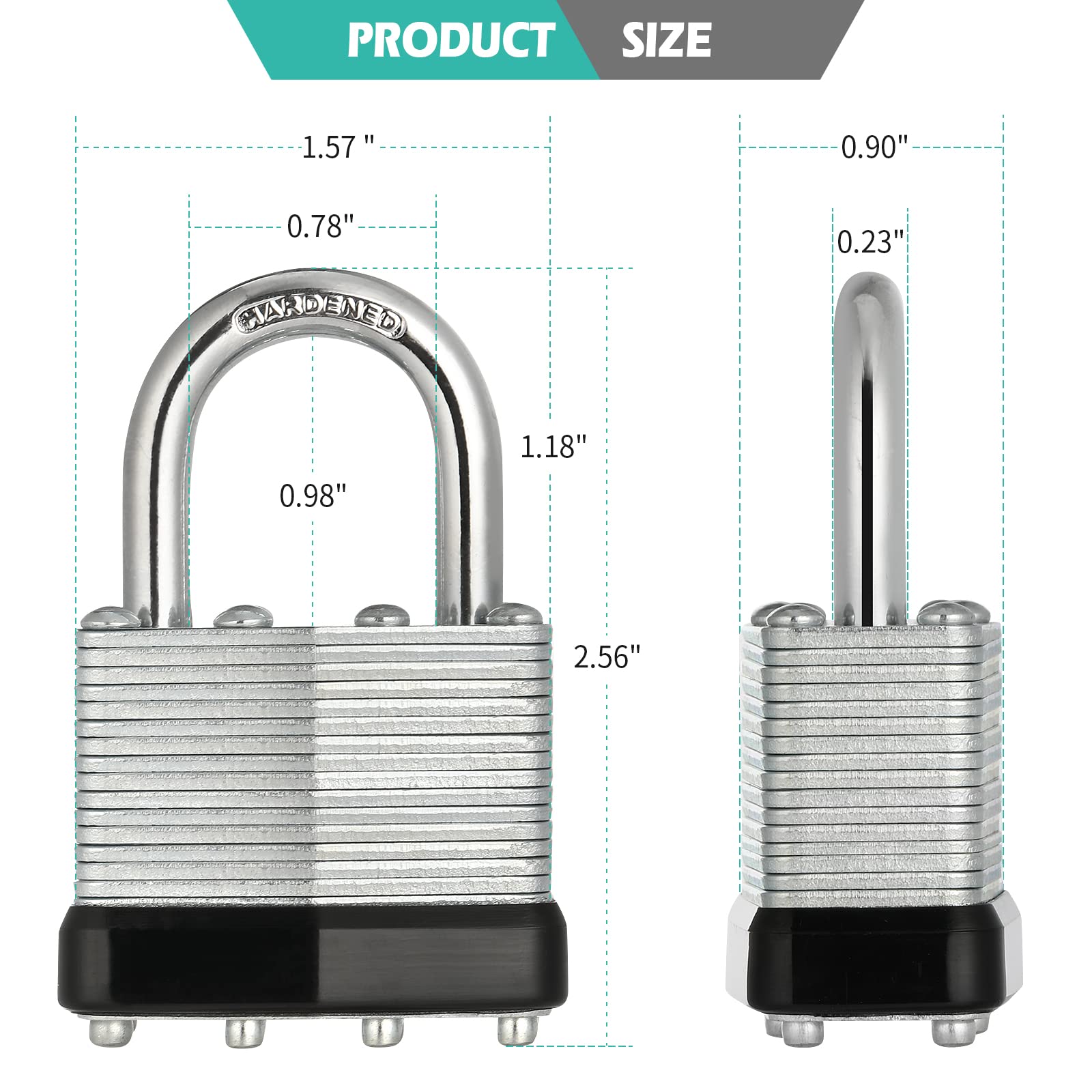 Vorhängeschlösser, vernickelte Vorhängeschlösser, gleichschließend, Schlüsselschloss mit 40 mm breitem Körper, 2,5 cm Bügel für Aufbewahrungseinheit, Schuppen, Garagen und Zaun, 12 Stück