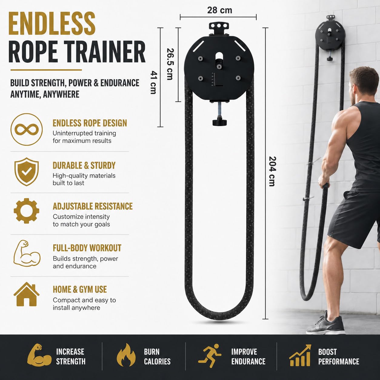 Entrenador De Cuerda Infinita, MáQuina De Resistencia Ajustable para Ejercicios De Cuerpo Completo, Mejora La Flexibilidad, La CoordinacióN Y La Salud En General Black＆Red