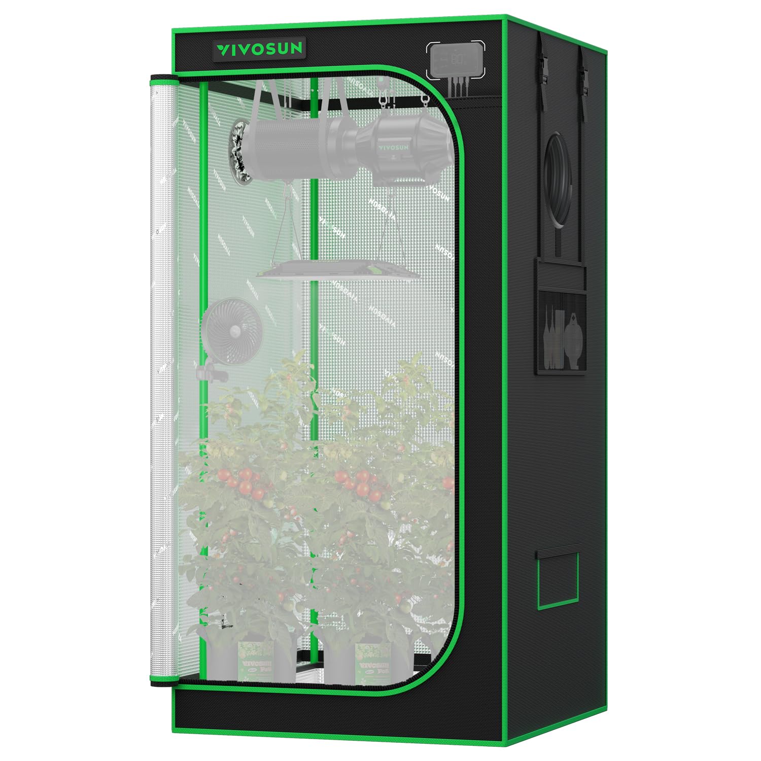 VIVOSUN P276 32"×32"×63" PRO Grow Tent, with Thick 1 inch Poles, Strengthened High Reflective Mylar Oxford Fabric & Extra Hanging Bars for Hydroponics Indoor Plant for AeroLight A150, No High CFM Kit