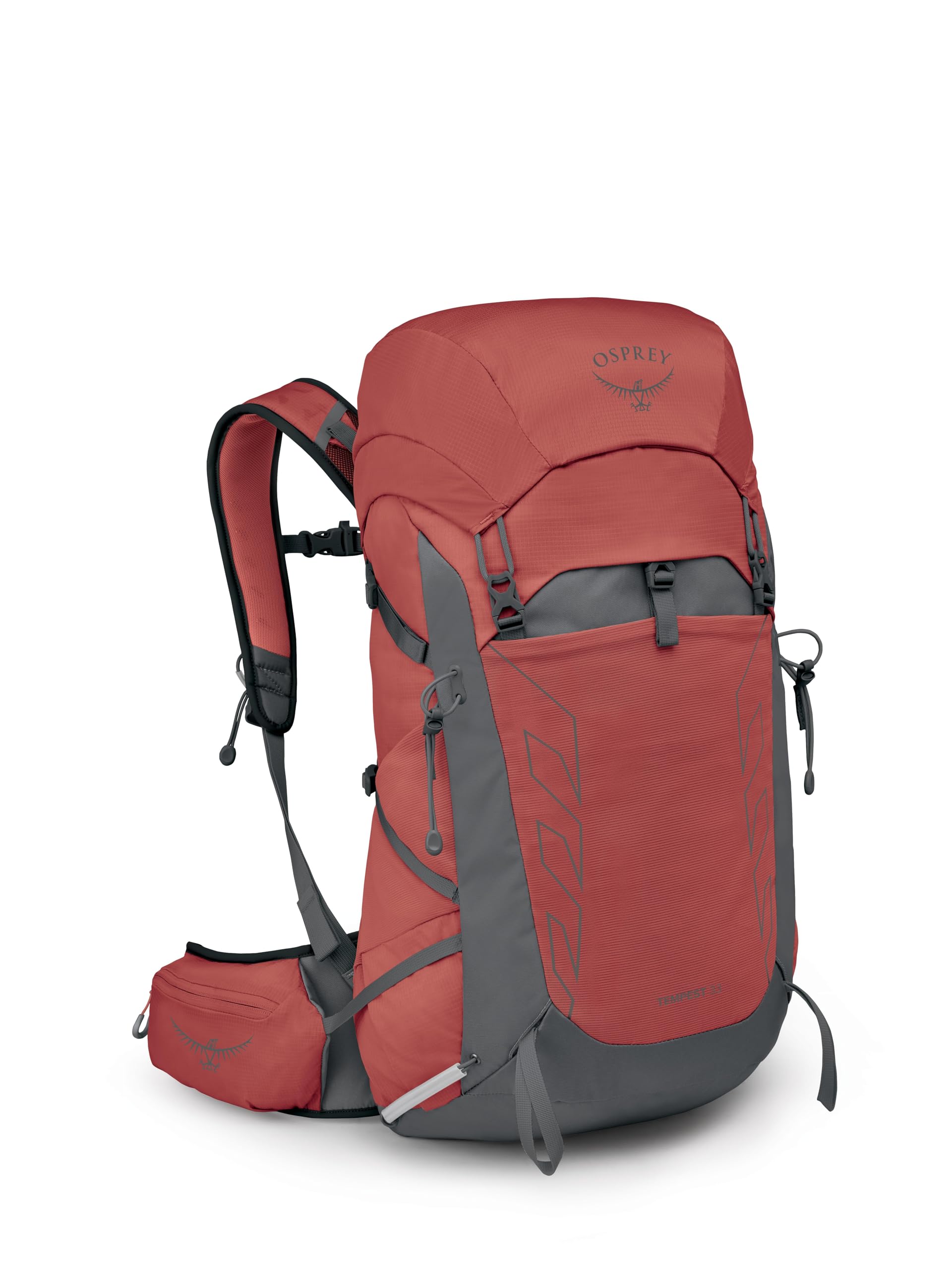 Osprey Tempest 33L Women's Lightweight Hiking Backpack with Hipbelt, Red Pampas/Coal Grey, Extended Fit