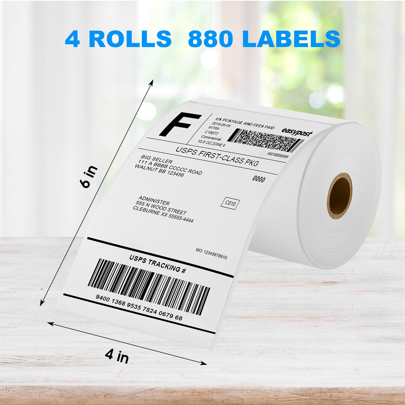 Dymo Compatible 1744907-4 x 6 4XL Internet Postage Shipping Labels (4 Rolls - 220 Labels Per Roll