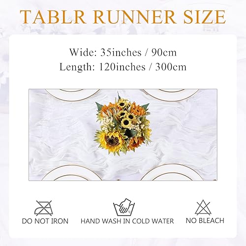 Miniatura 3 de Camino de mesa de estopilla blanca de 10 pies, rústico bohemio, tela de queso transparente, caminos de mesa de gasa de 120 pulgadas, decoraciones de