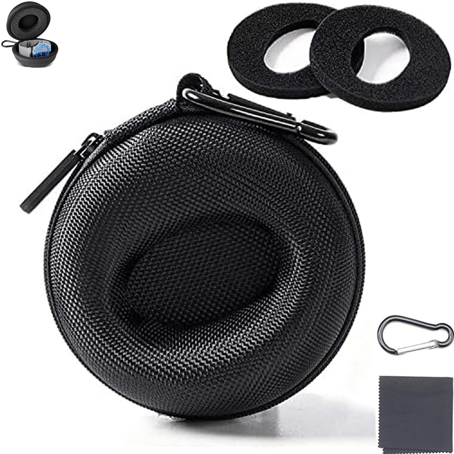 TICFROG Travel Watch Case, Portable Single Watch Case Roll Storage Box for Men's Wristwatches & Smart Watches up to 50mm with 7.08'' X 7.08'' Cleaning