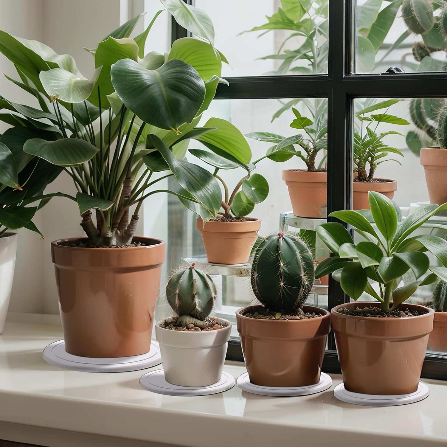 3 Pack Diatomaceous Earth Plant Saucer Set 6/8/10 Inch Quick Dry Absorbent Plants Tray Absorbing Plant Tray for Gardening Indoor Outdoor Plants(Gray White) - Image 5