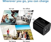 Vista 7 de Enchufes USB Adaptador de corriente de pared Dual USB Enchufe Eléctrico Cubo de Carga Compatible iPhone 16e 15 Pro Max 14 13 12 SE 11 8, Samsung