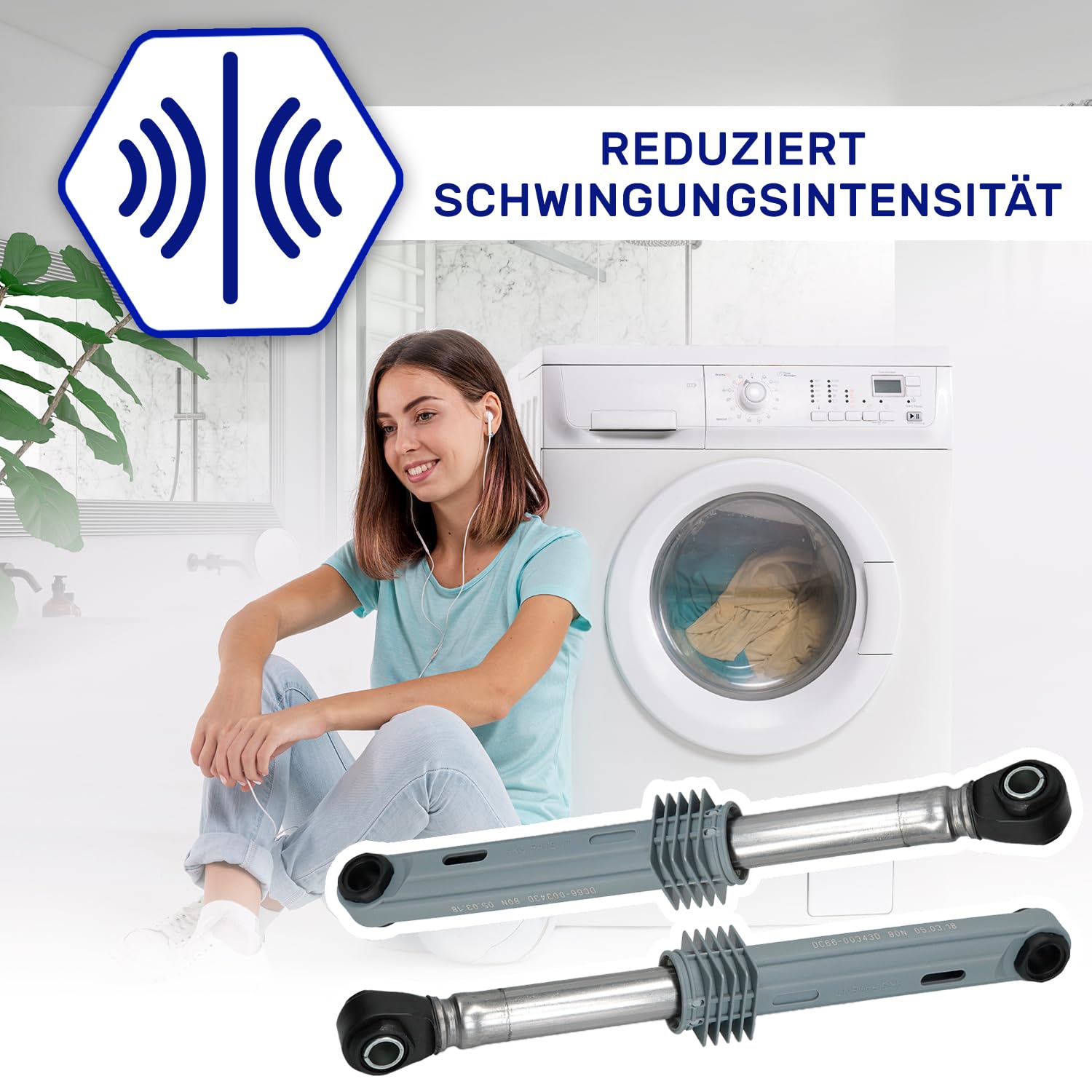 2 Stück Stoßdämpfer Waschmaschine 80N Ø10mm Ø13mm Länge 165 mm – 250 mm mit dem Originalcode DC66-00531C DC66-00343D DC66-00421B für Samsung - Komplett mit Microfasertuch – MONTERAL