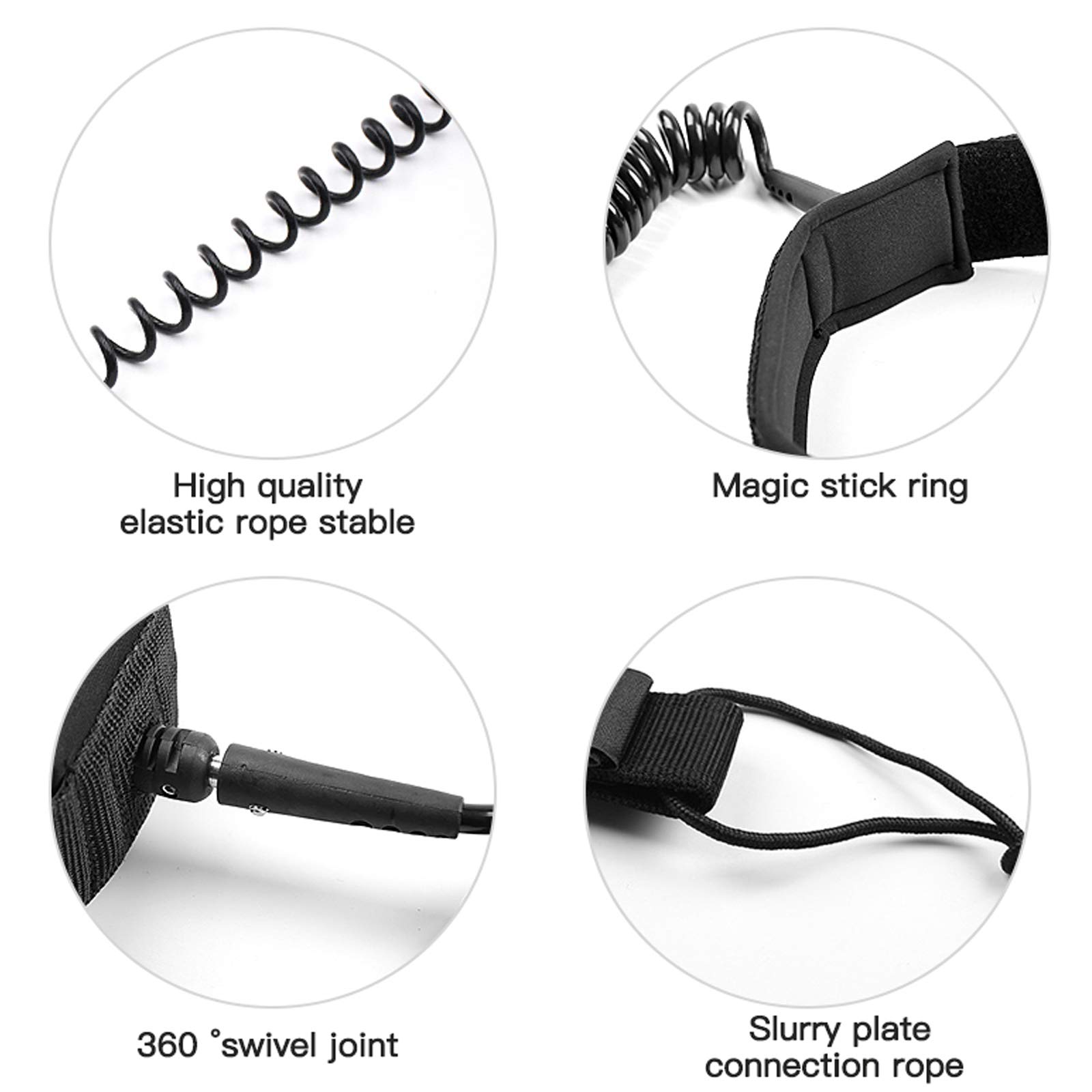 Guinzaglio per Tavola Sup Da Surf,10 Piedi 7mm Leash da Surf,Tavola da Stand Up Paddle Arrotolato in TPU Guinzagli Per Tavole Surf,Corda Gamba Cinturino Alla Caviglia,Per Tutte Le Tavoles Surfs