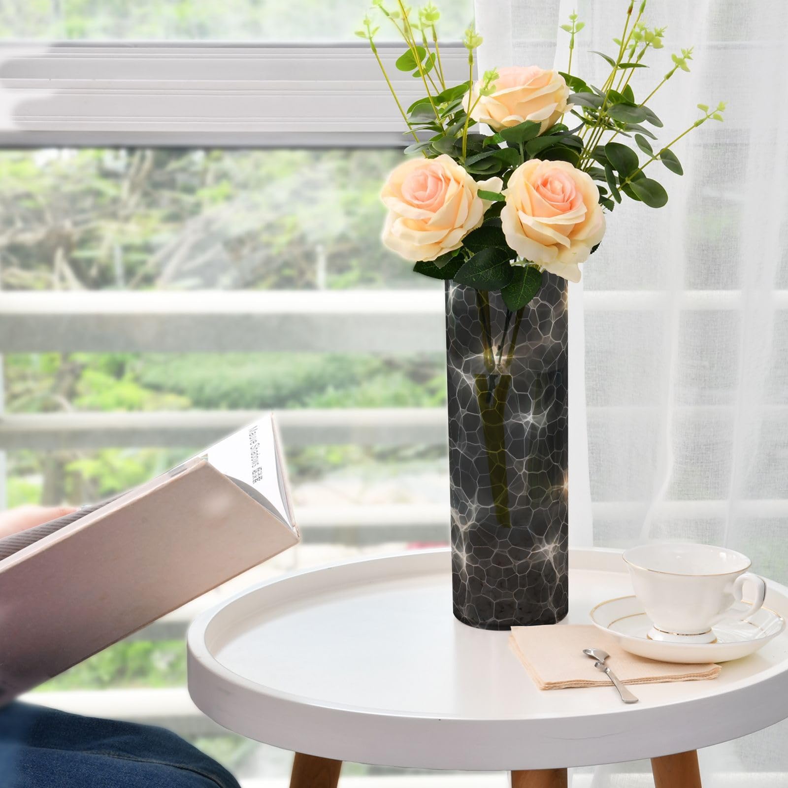 Amazon.com: WELLDAY Black Water Texture Flower Vases Clear Vase