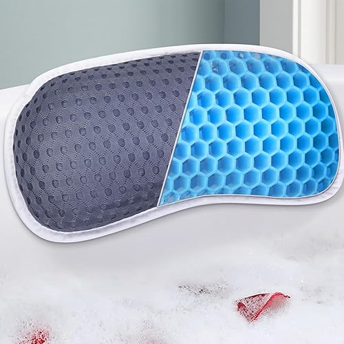 Almohada de baño para bañera para soporte de tina, para cuello, antideslizante, impermeable, para soporte de cuello y espalda con 3 ventosas