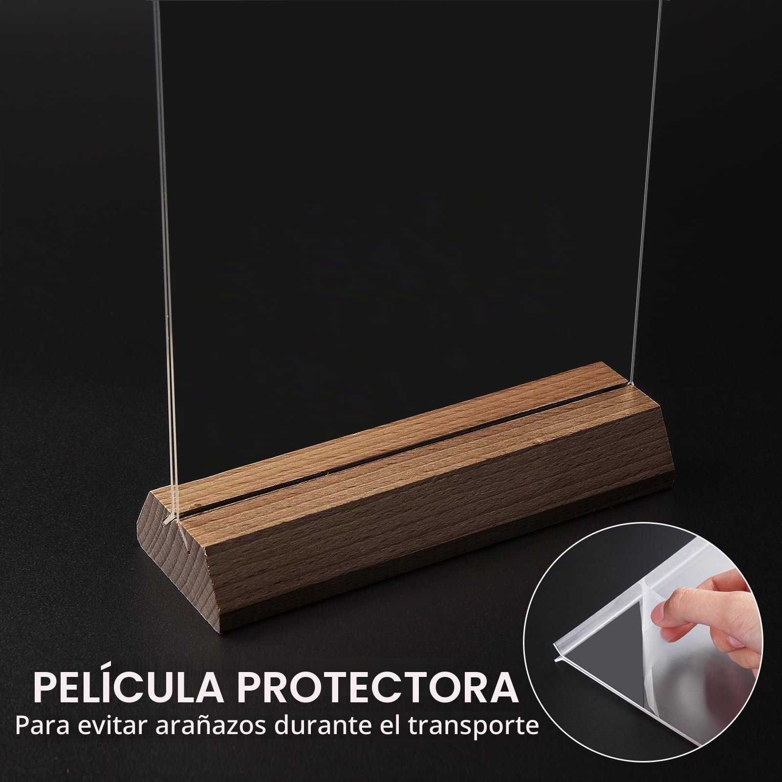 Paquete de 10 Expositor A5 Acrílicos, Base de Madera, A5 Stands Porta Menú Doble cara, Soporte Sobremesa A5 Porta Carteles per Ristoranti, Hotel, Negozi, Ufficio, Documenti