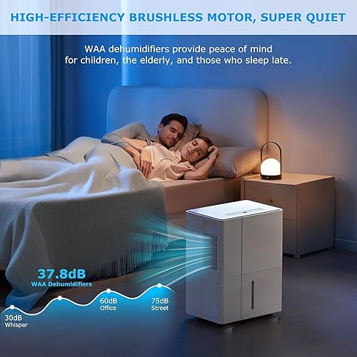 Miniatura 3 de ZAFRO Deshumidificador portátil de 55 pintas (máx.) de 2500 pies cuadrados, deshumidificador portátil con manguera de drenaje y modo de ropa seca,