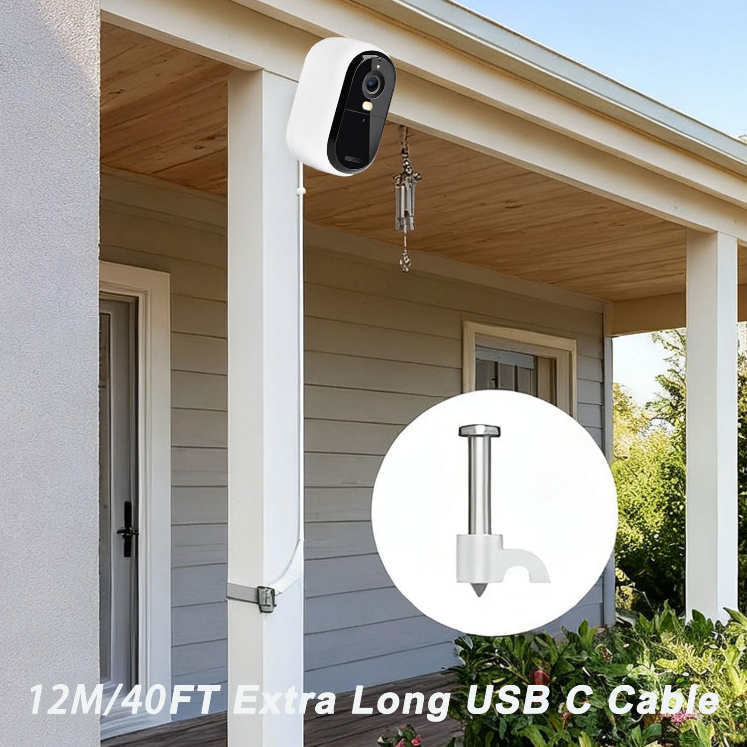 Cavo di alimentazione USB C per telecamera CCTV, TP-Link Tapo C120, Ring Pan-Tilt Indoor Cam 2024, Blink Mini2, Xiaomi Mi, eufy SoloCam S220/S340, C210, cavo di ricarica lungo piatto USB C