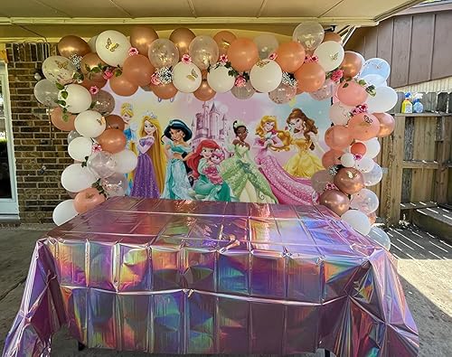 Miniatura 3 de Fondo de fotografía de princesa para fiesta de cumpleaños, fondo de fotografía para niñas, baby shower, decoración de mesa de pastel (7 x 5 pies)