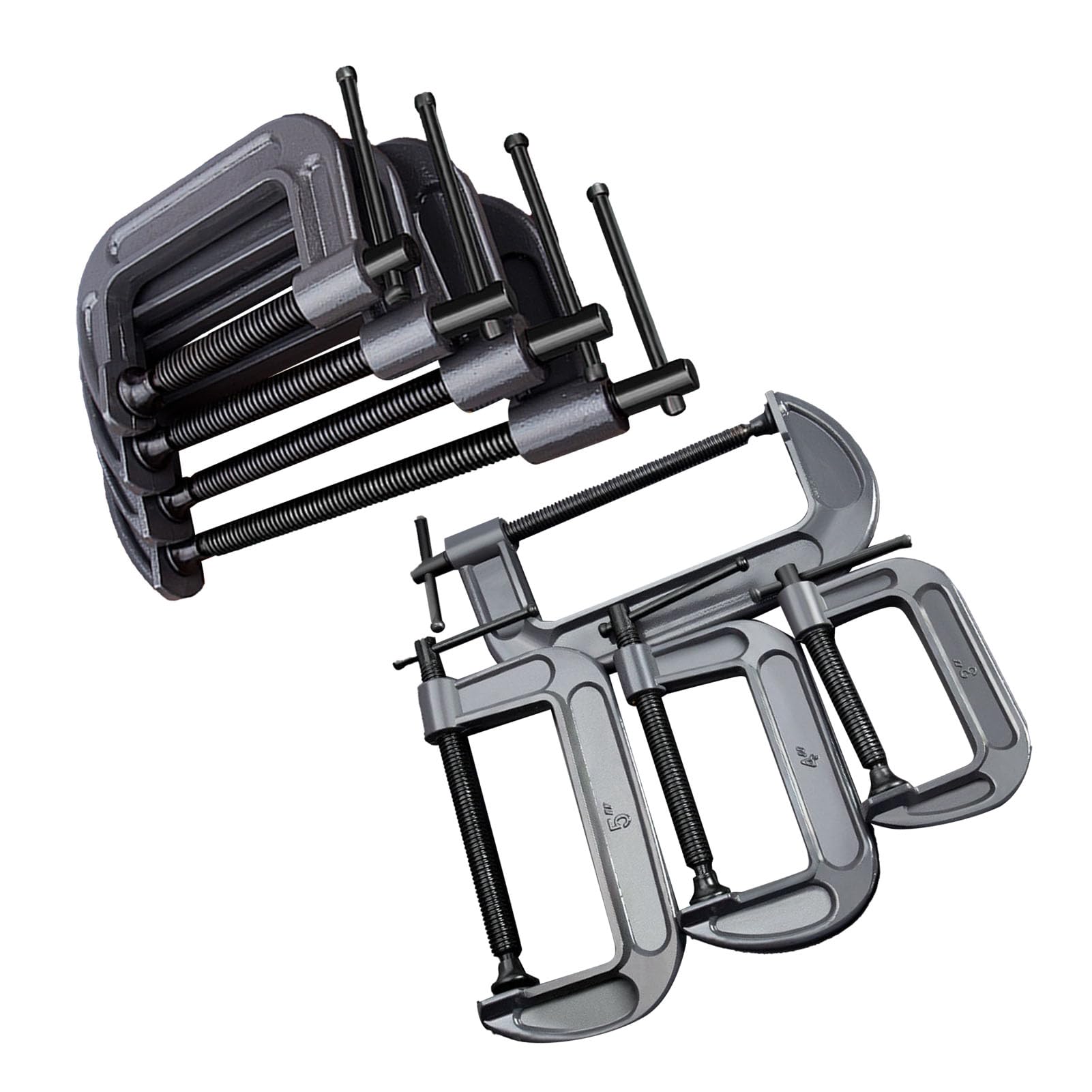 Jeanoko Jeanoko Juego de Abrazaderas C de Acero de Alta Resistencia, Abrazaderas de Soldadura Versátiles para Carpintería, Construcción, Juego de 4 Piezas para Metalurgia (Engrosado industrial)