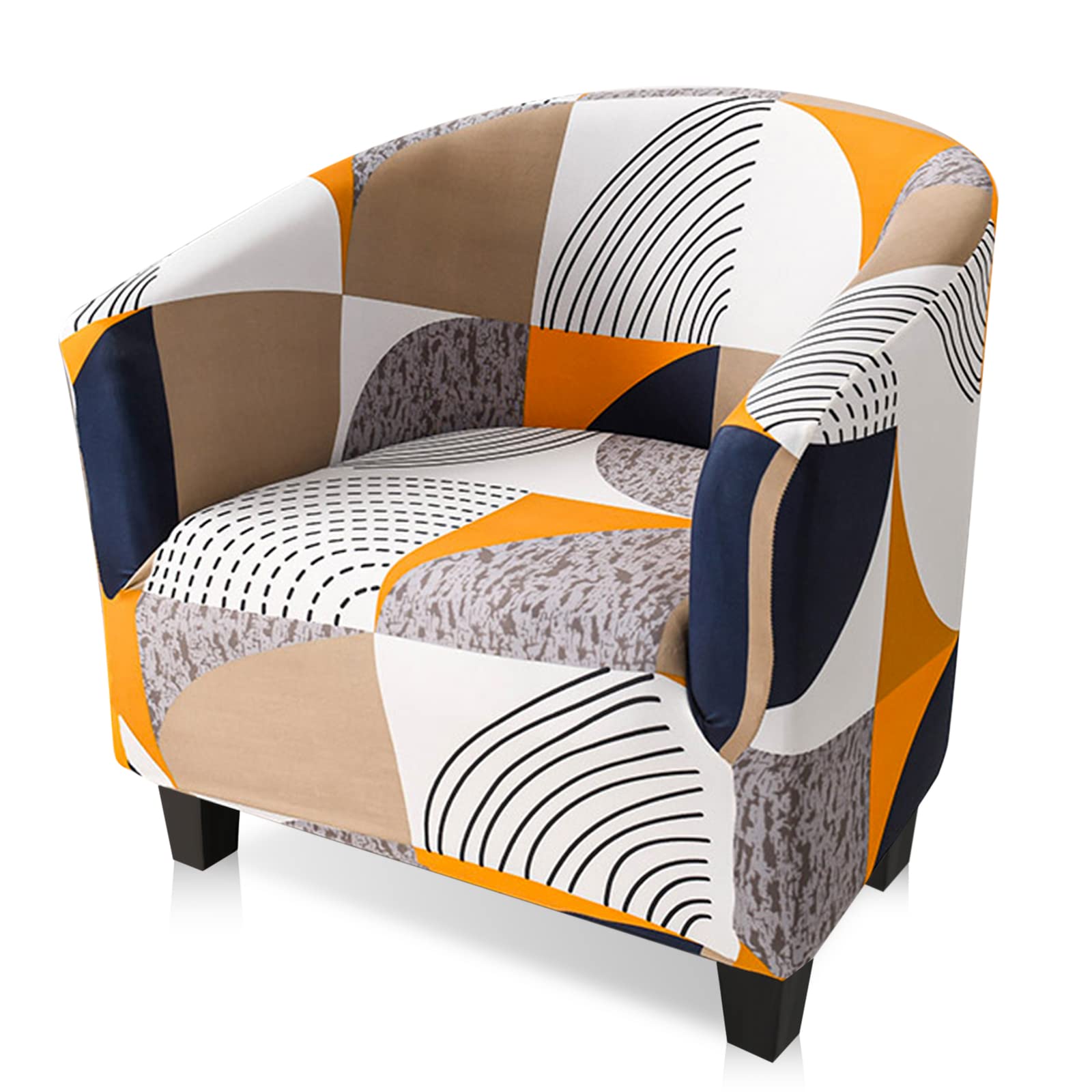 YUANZ Club Chair Slipcover, High Stretch Tub Chair Cover, Universal Spandex Pattern Armchair Sofa Cover Cover Couch Slipcover for Living Room Club Bar Counter (A)