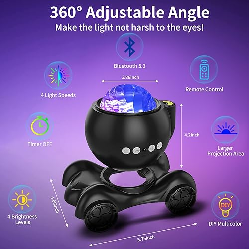 Miniatura 4 de ENOKIK Proyector de estrellas, proyector de galaxia, altavoz Bluetooth integrado y 8 sonidos blancos, proyector de luz nocturna para niños y