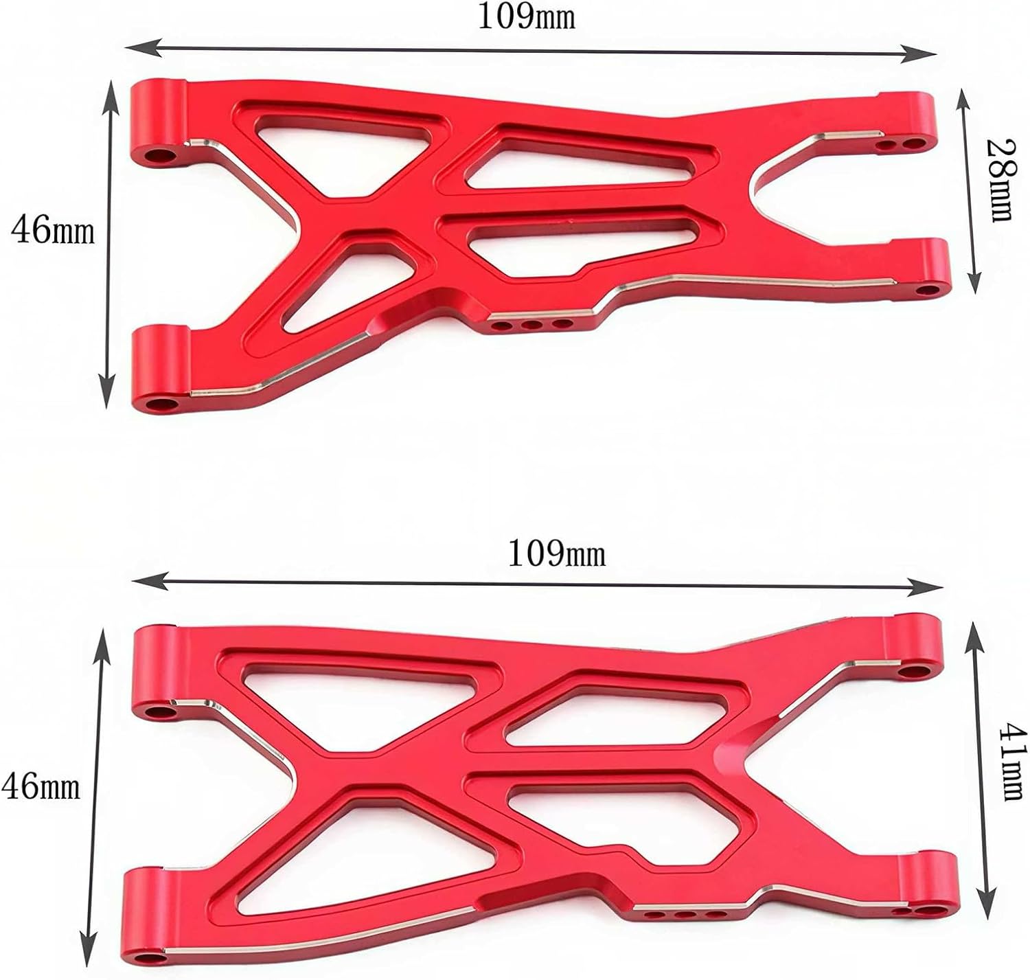 Aluminum Front and Rear Suspension Arms Set Swings Arms Upgrades Part for 1/10 Arrma Big Rock 3S BLX V3,1/8 Typhon 3S BLX 4x4 RC car,Replacement of Parts #AR330543 AR330540.(Red)