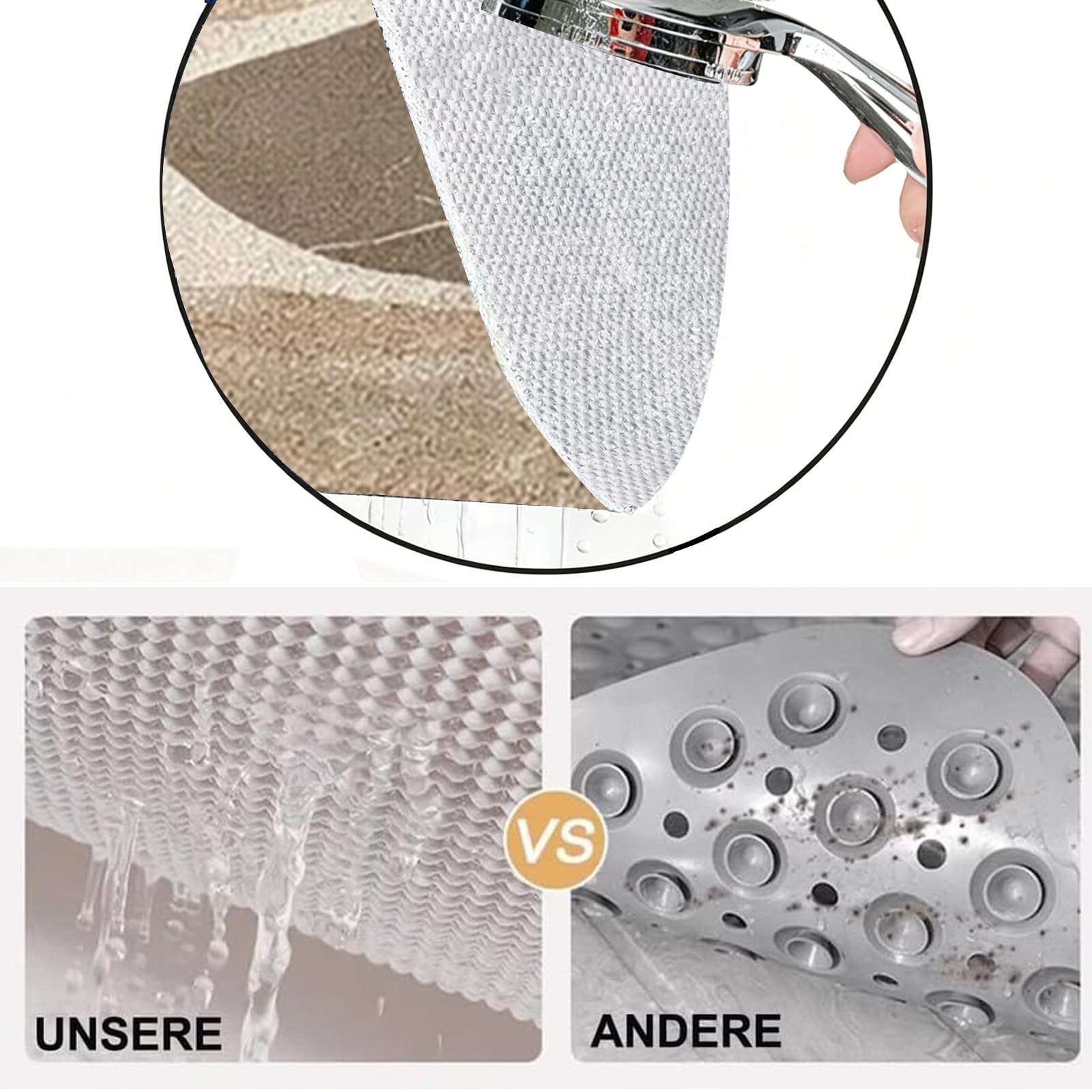 Tappeto antiscivolo vasca 40x70 cm Tappeto doccia antiscivolo Modello di pietra Tappetino doccia antiscivolo per bagni moderni,PVC,Alta permeabilità all'acqu
