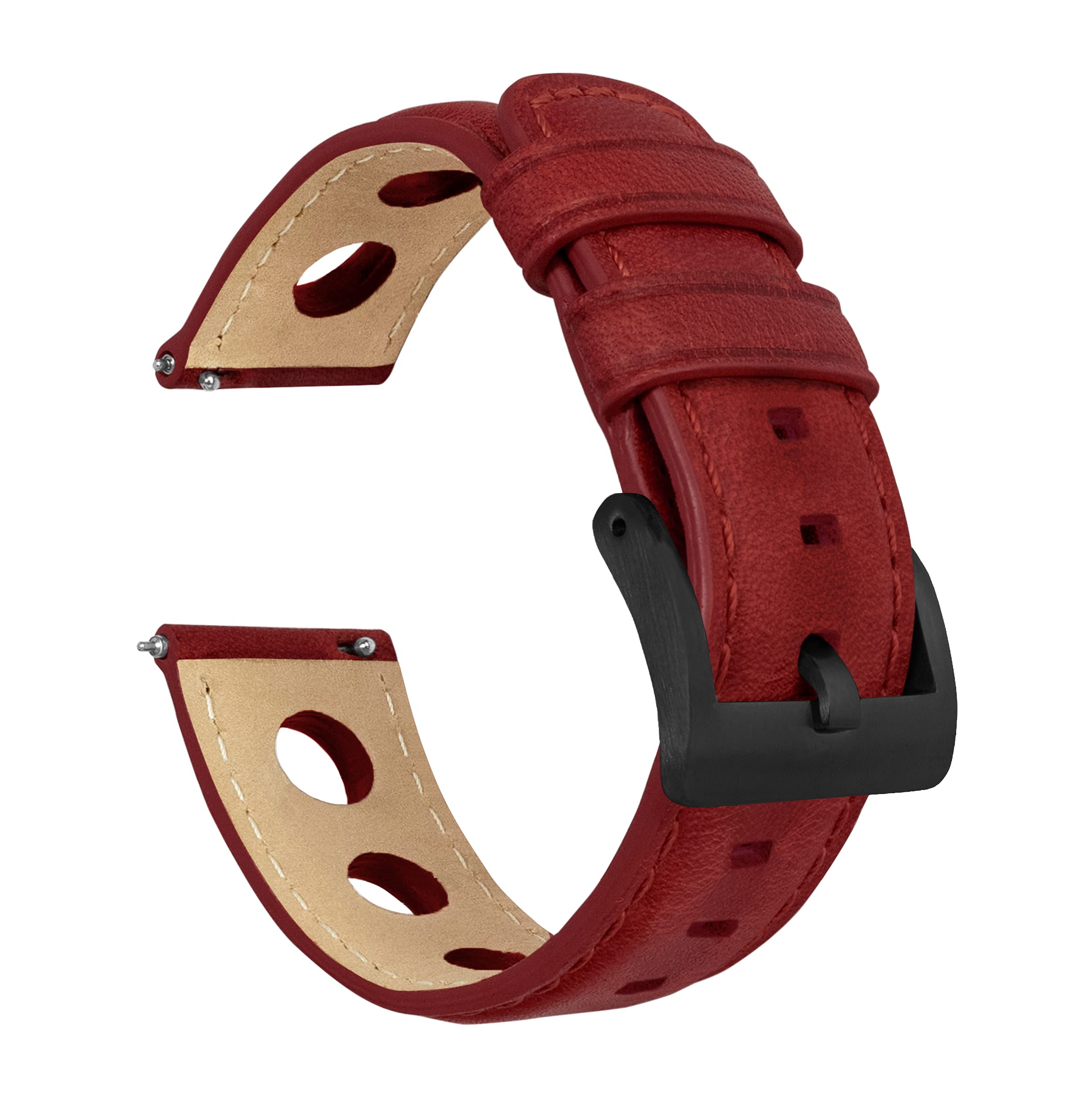 Barton Racing &amp; Rally Horween Leather Straps with Integrated Quick Release Spring Bars - Watch Bands