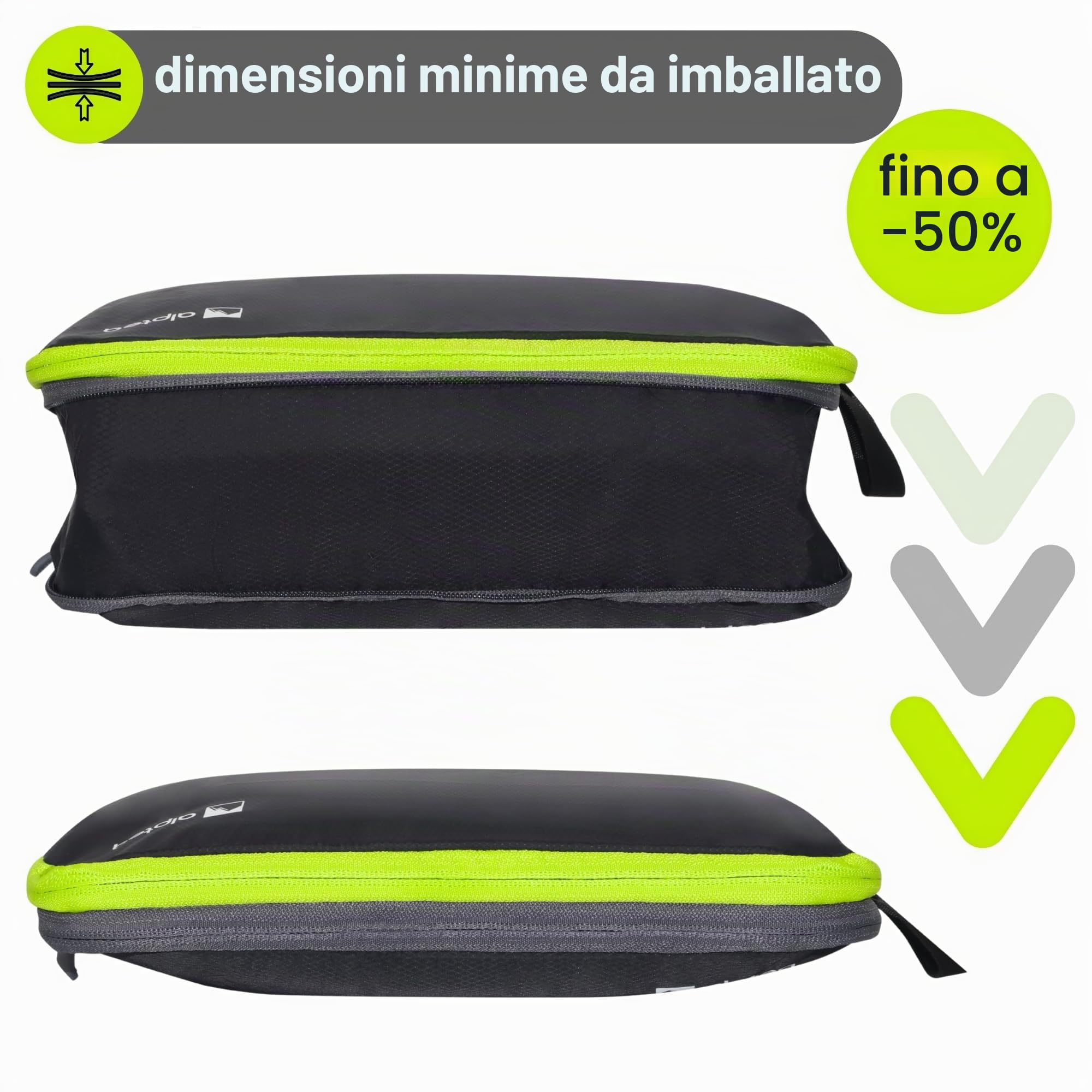 Sacchetti professionali a compressione – Set di 5 pezzi ultraleggeri per valigie Packing Cubes in tessuto impermeabile, cubo per viaggi e zaino