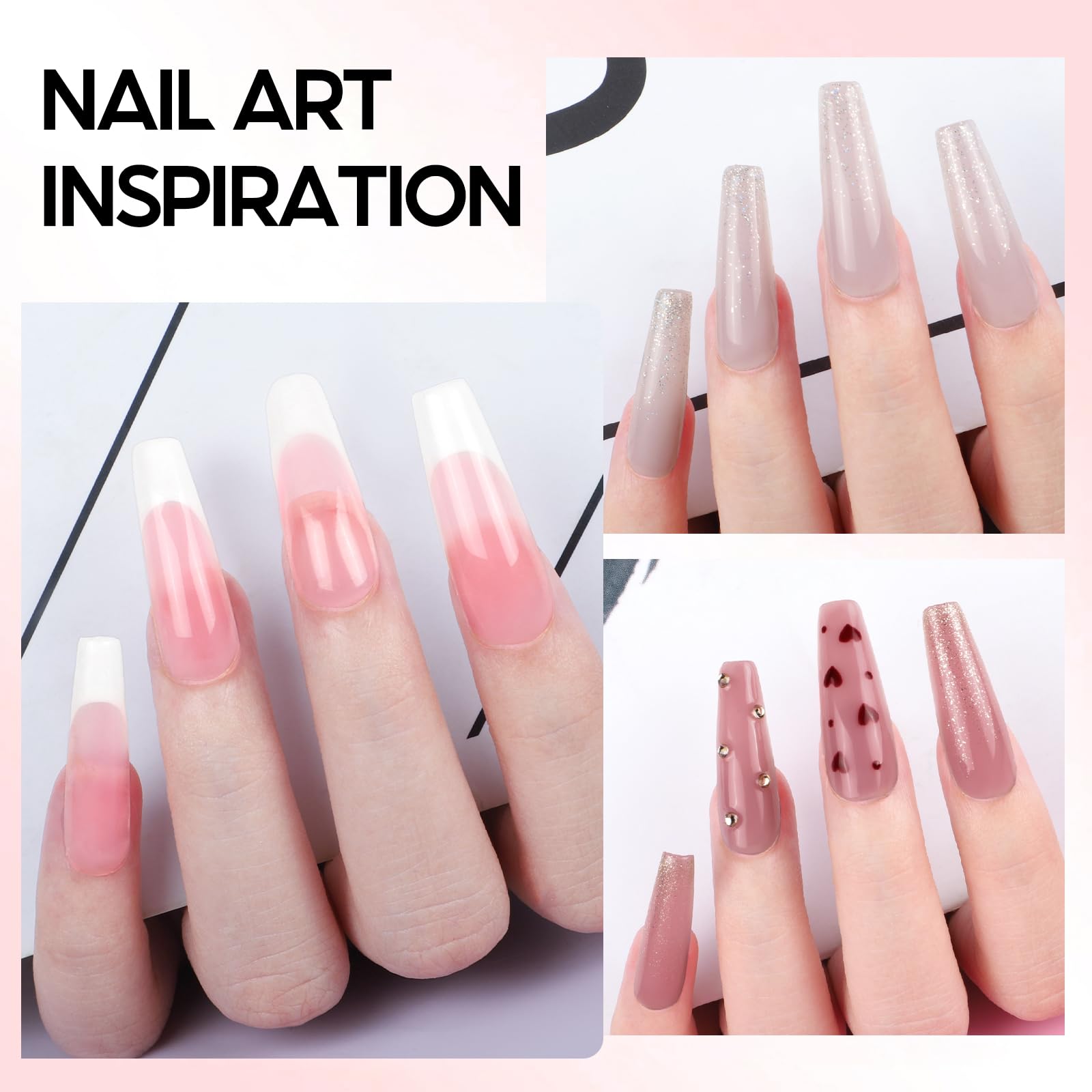 COSCELIA Gel Ricostruzione Unghie 16pcs, 6 Colori 16ml Kit Ricostruzione Unghie con Base e Top Coat Clip Unghie, Soluzione Slip Decorazioni per Unghie Builder Regali per Donne
