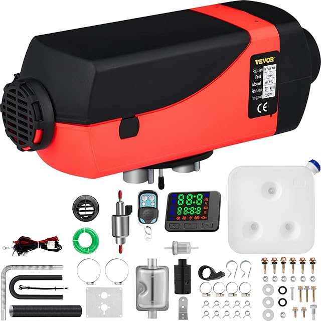 FlowerW 2KW Air Diesel Heater Planar 12V Parking Heater with Silencer Diesel Heater lcd switch 10L Tank for Trucks Motor-Homes RV Trailer