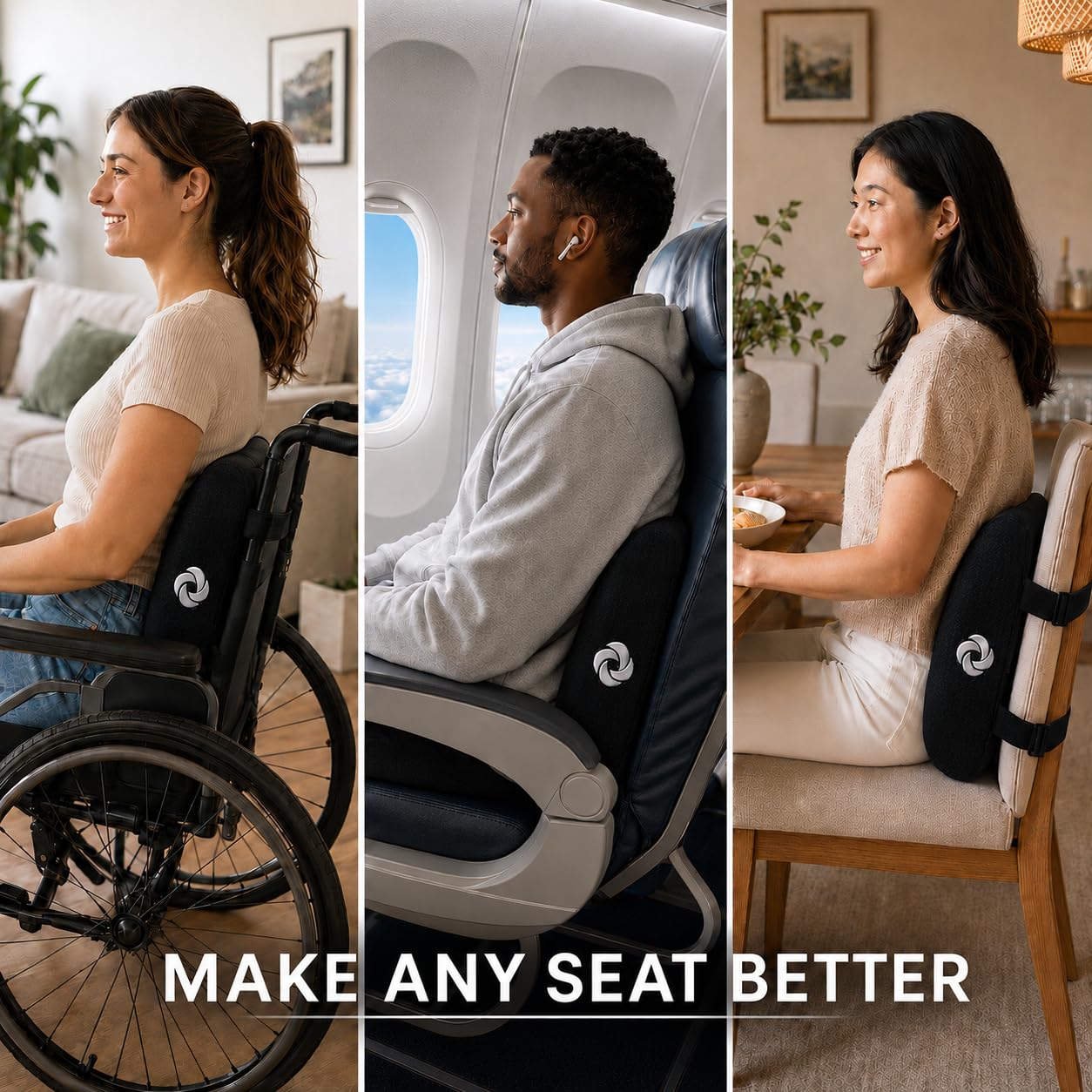 Samsonite SA5243 Oreiller de Soutien Lombaire Ergonomique Aide à soulager Les douleurs lombaires 100% Pure Mousse à mémoire de Forme Améliore la Posture s'adapte à la Plupart des sièges Maille
