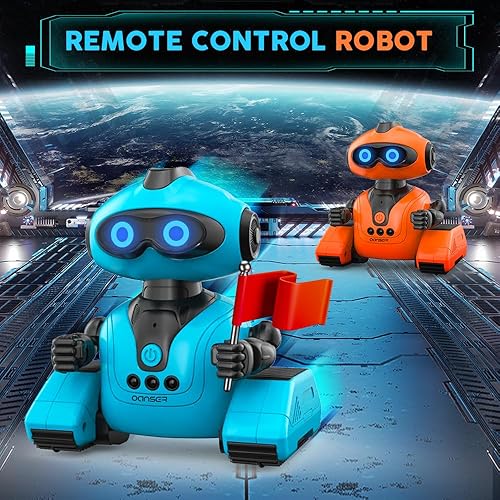 Miniatura 3 de VATOS 2 piezas de juguetes de robot RC para niños, robots emo recargables de control remoto con música y ojos LED brillantes, cabeza y brazos
