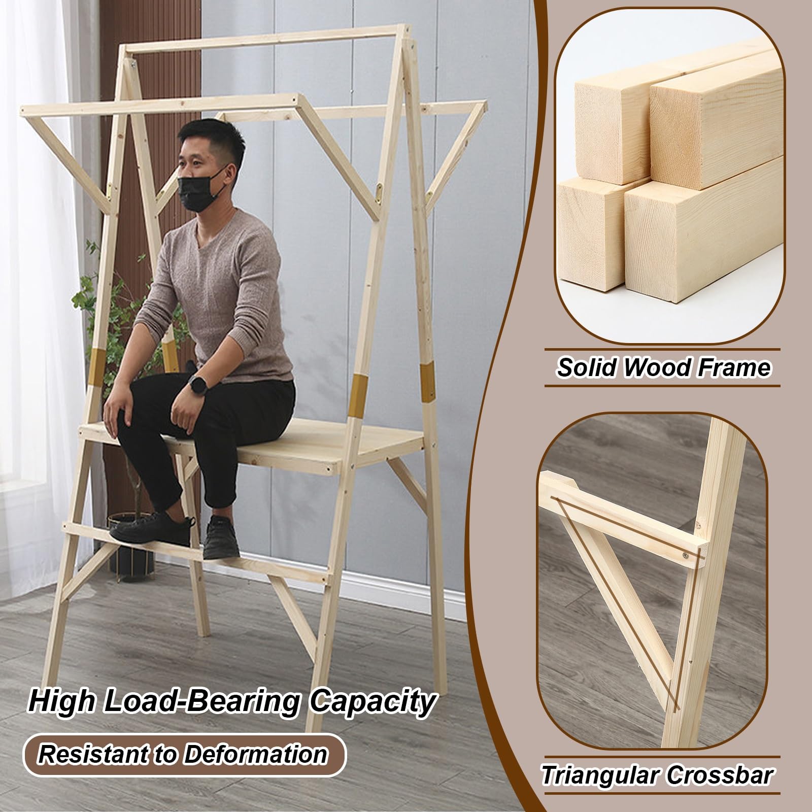Carro De Ventas para Exteriores con Toldo, Carrito De Comida Portátil, Puesto De Exhibición Plegable, Estantería De Madera, para Mercados, Ferias Y Eventos(Red,150cm/59in)