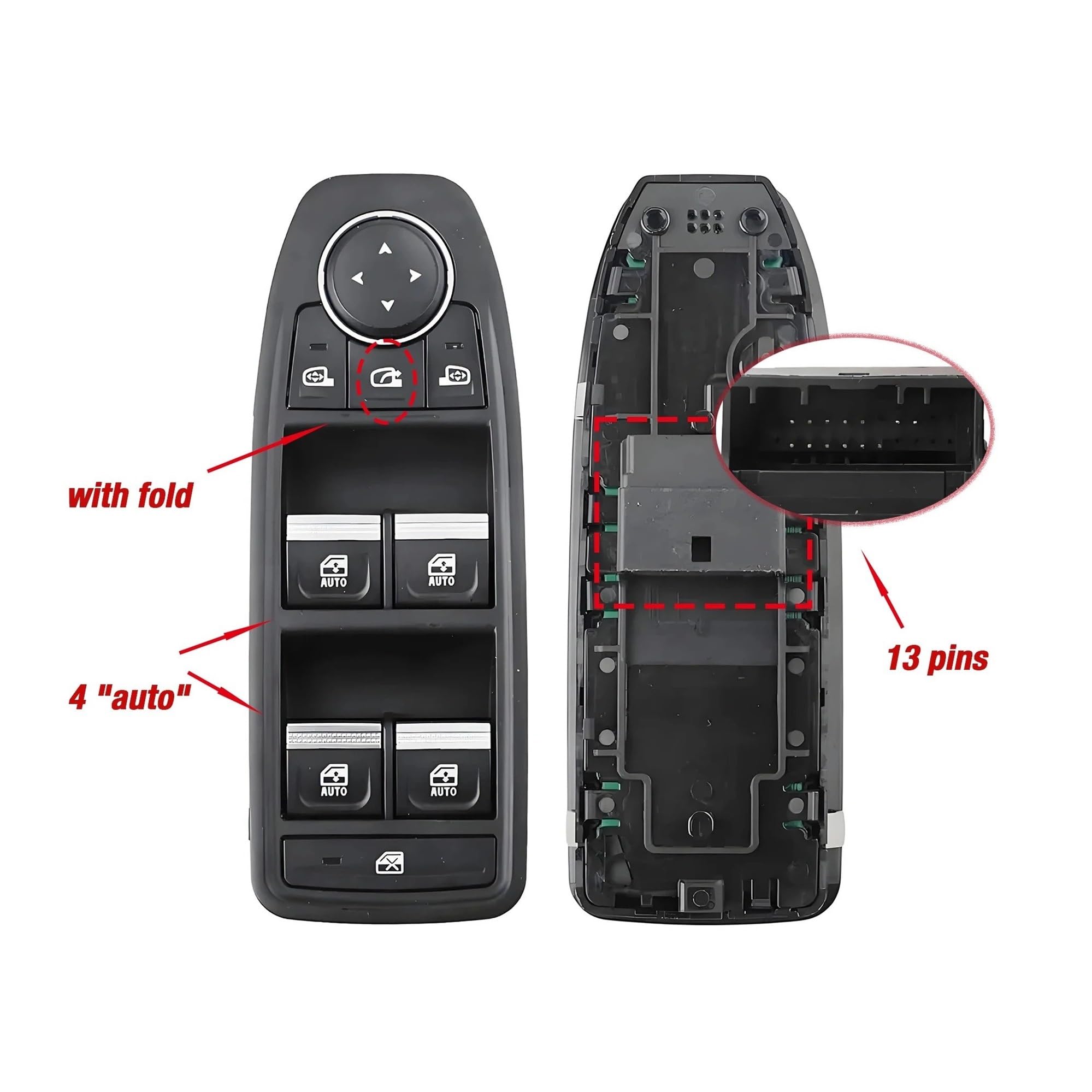 Für Clio 5 Für Captur II 2019-2021 OE 25401-5831R 254107001R Power Lifter Fenster Control Schalter Elektrischer Fensterheberschalter(WithFold)