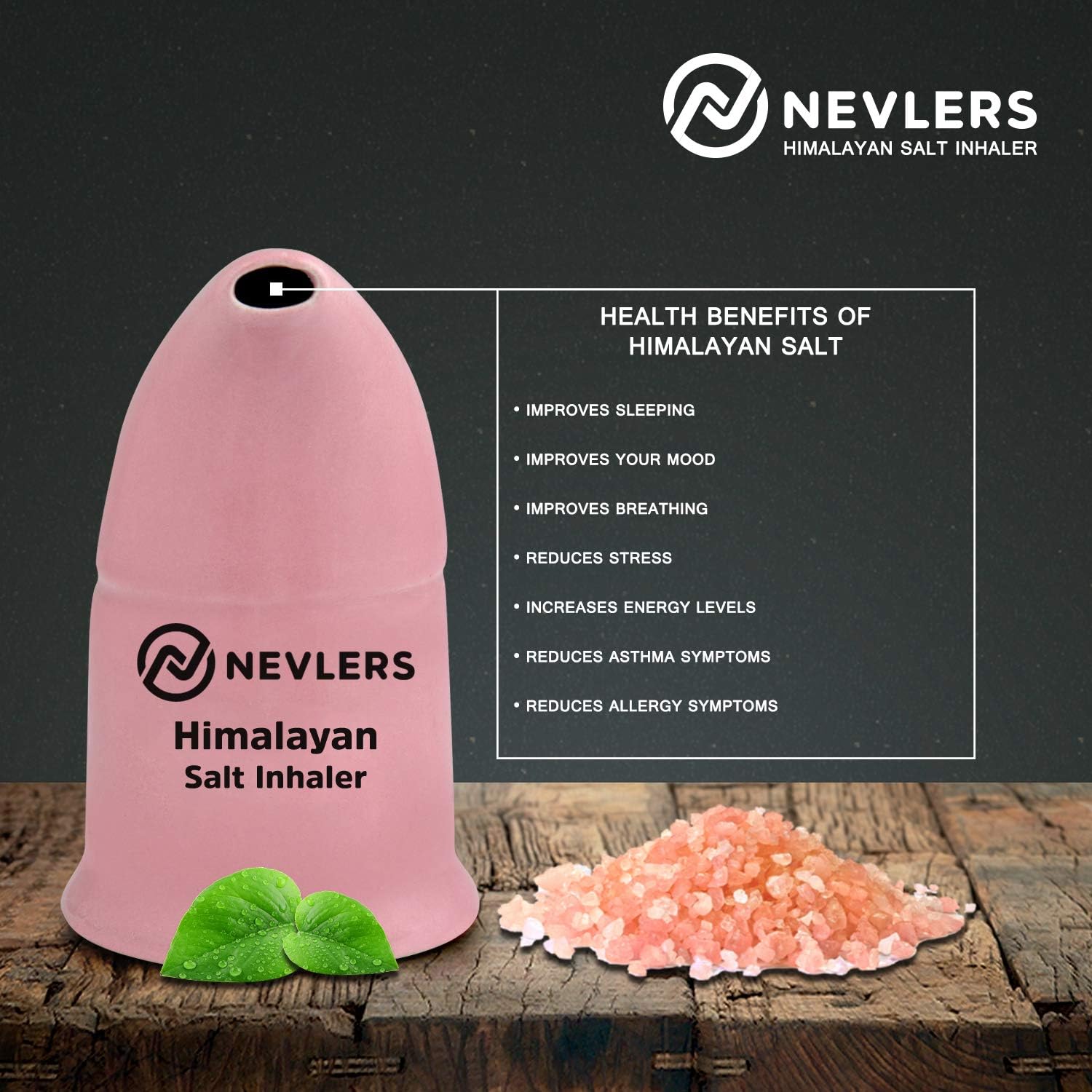 Nevlers All Natural Ceramic Himalayan Salt Inhaler with All Natural Himalayan Pink Crystal Salt - Great for Allergy and Asthma Relief - Handheld and Portable - Pink : Everything Else