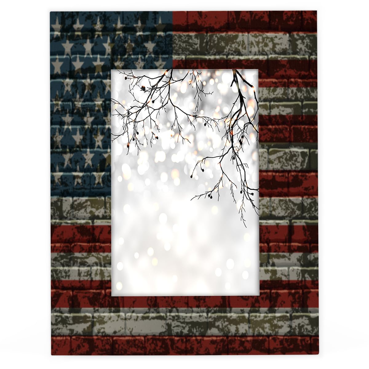 Emeyart Rustikaler Bilderrahmen Mit US-Flagge – Für 5x7" Fotos, 30,5x40,6 Cm, Patriotische Wanddekoration