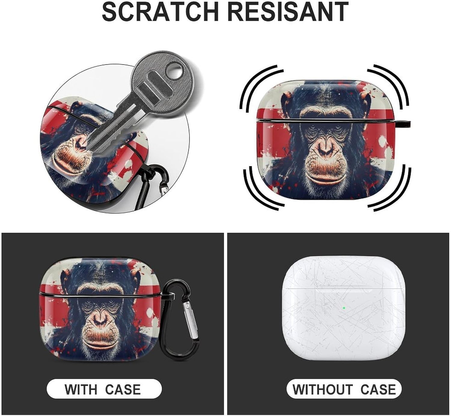 British Flag Monkey Funny Earbuds Case for Airpods 3 image 3