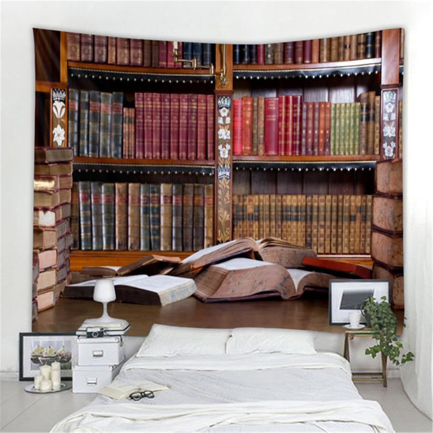 Arazzo da biblioteca, arazzo da libro magico, arazzo da parete con gatto nero per la decorazione