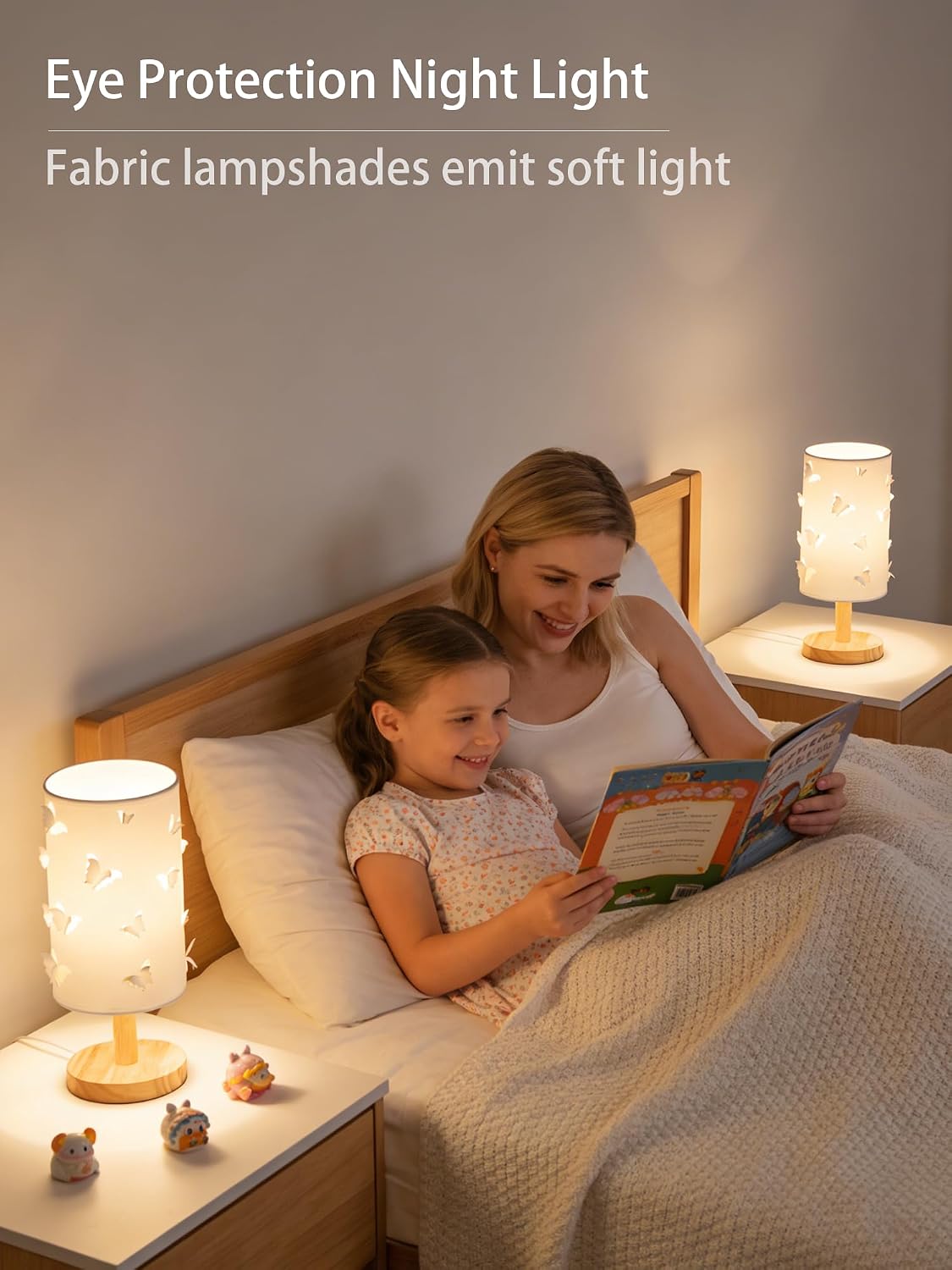 2 Pack Butterfly Table Lamp,Cute Desk Lamp for Girls Kids Bedroom,3 Color Dimmable Reading Light,Led Night Light with Wood Base,Vintage Ambient Lighting,Bedside Lamps for Living Room Nursery Dorm