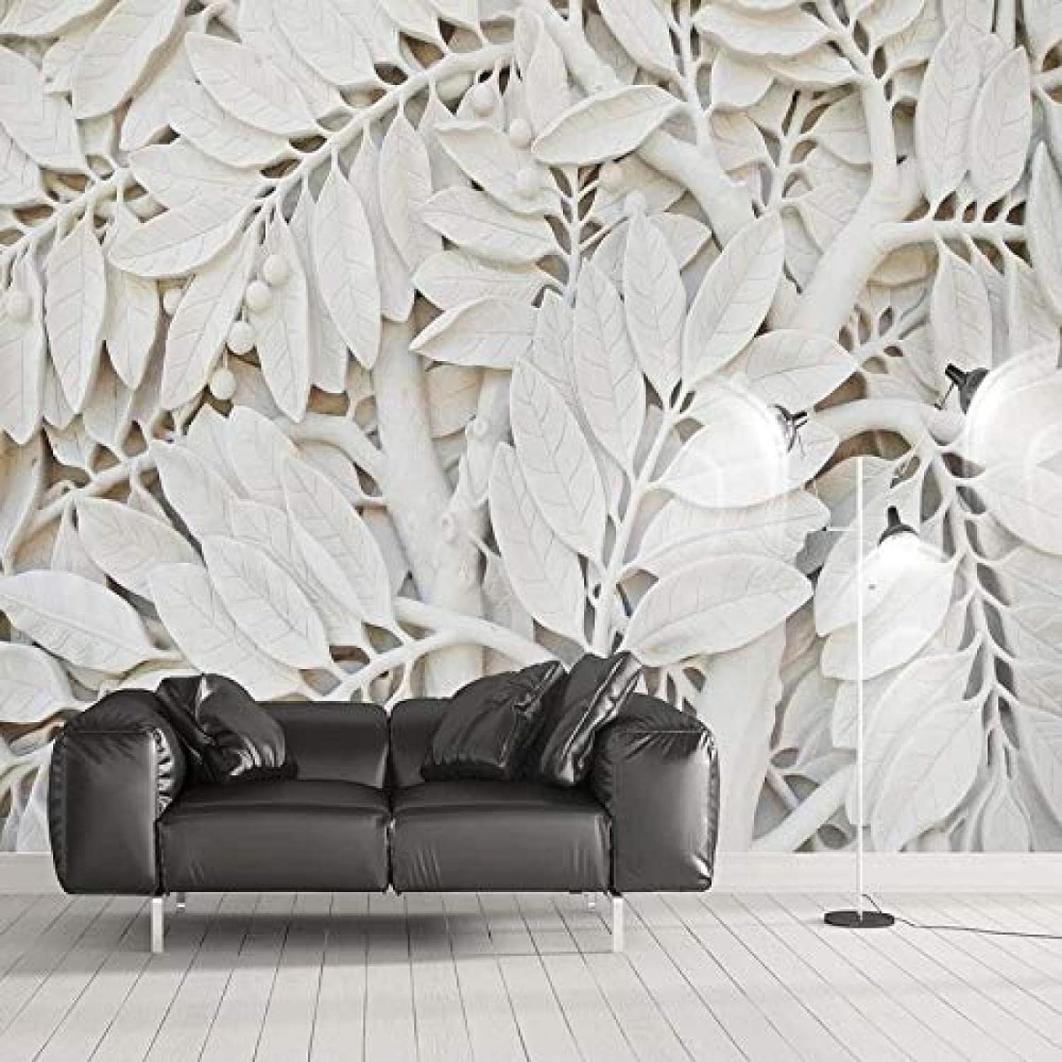 Papier peint mural 3D sticker feuilles plantes pour décoration bureau et salle à manger