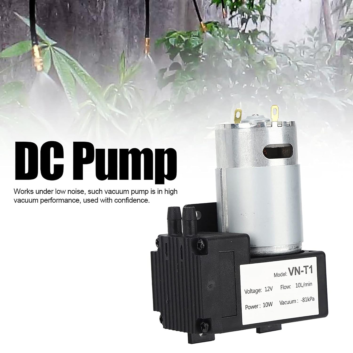 VN T1 Micro DC Vacuum Pump, Low Noise High Vacuum Performance Portable Electric Drive with 10L min Rate for Pipeline Pump Industrial Accessory 12V 24V Optional (DC12V)