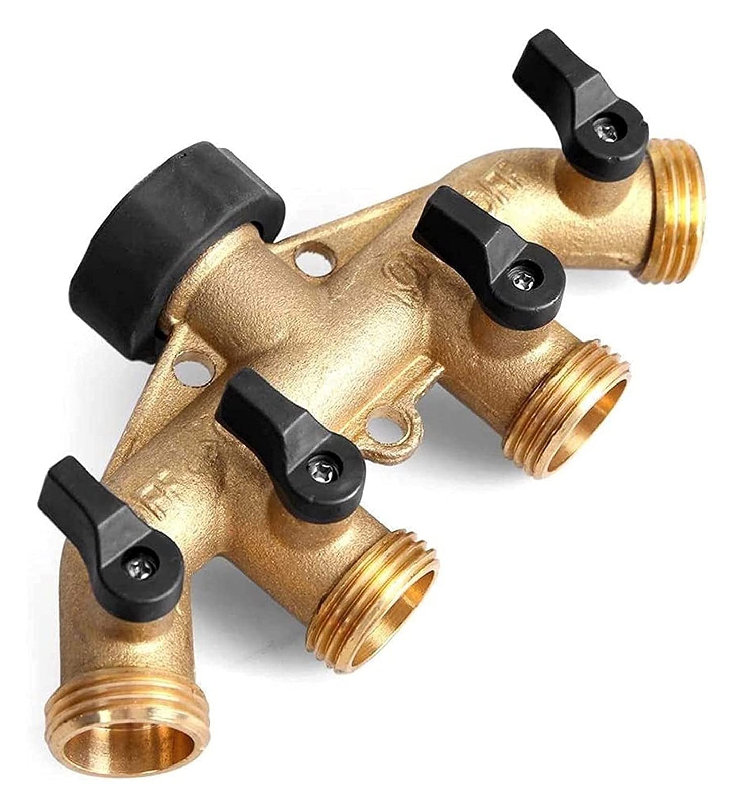 Splitter de la Manguera de latón de 4 vías, colector del Grifo de la Manguera de latón de 3/4 ", Conector Adaptador de Manguera de jardín para riego de riego de jardín