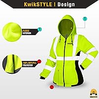 Vista 2 de KwikSafety - Charlotte, NC - Sudadera con capucha de seguridad de forro polar para mujer Chaqueta de seguridad Hi Vis para mujer Chaqueta ligera
