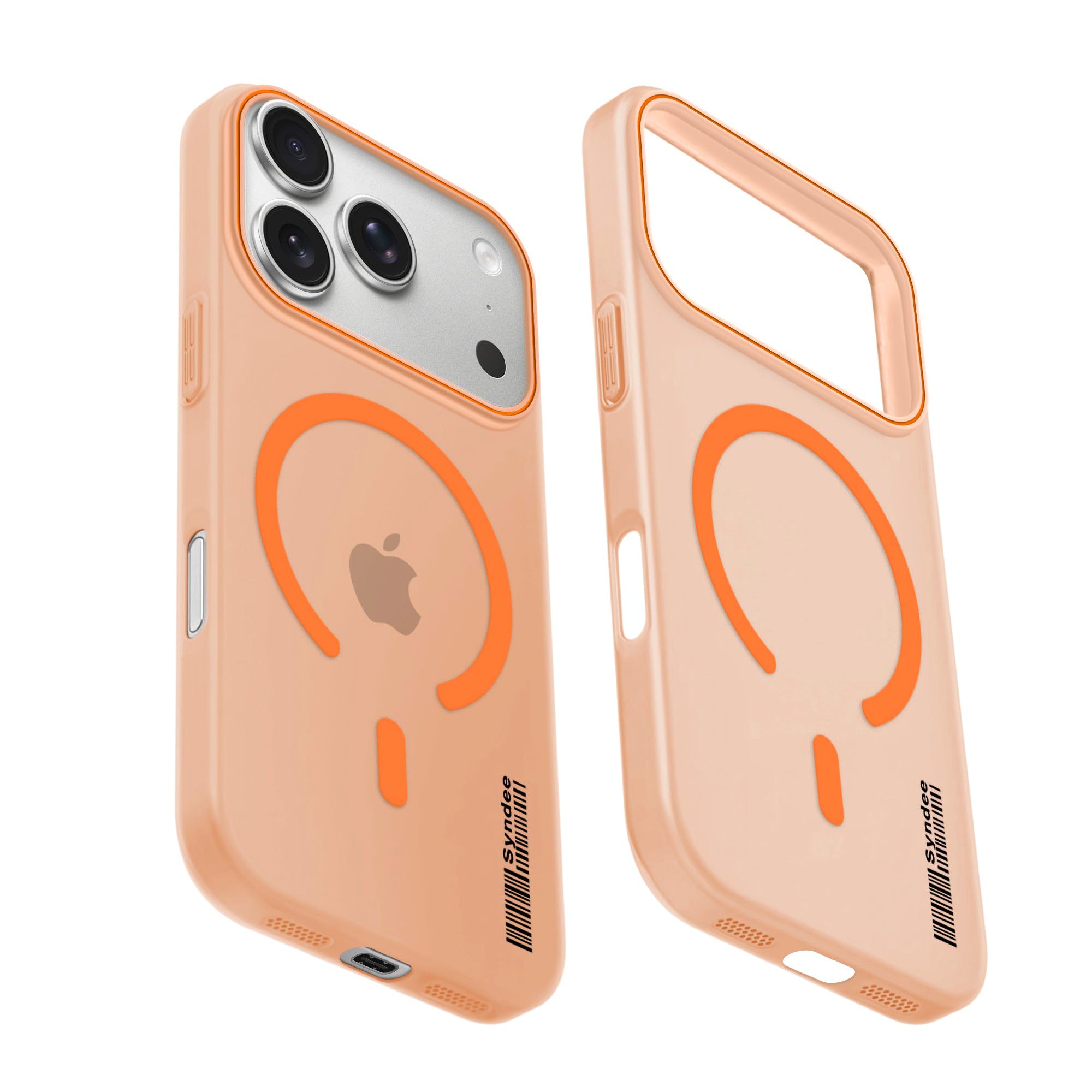 DL3 Mobilak Case Back Cover for iPhone 17 Pro Max, Sleek Frosted Translucent Back Only Compatible with Wireless Magnetic Accessories | Anti-Scratch Shockproof Phone Case (Orange)