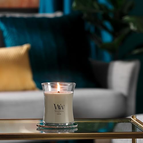 Vista 6 de WoodWick - Vela mediana de reloj de arena, aroma Fireside, cera de mezcla de soja prémium, se agrieta mientras se quema, perfecta para regalo, 9.7