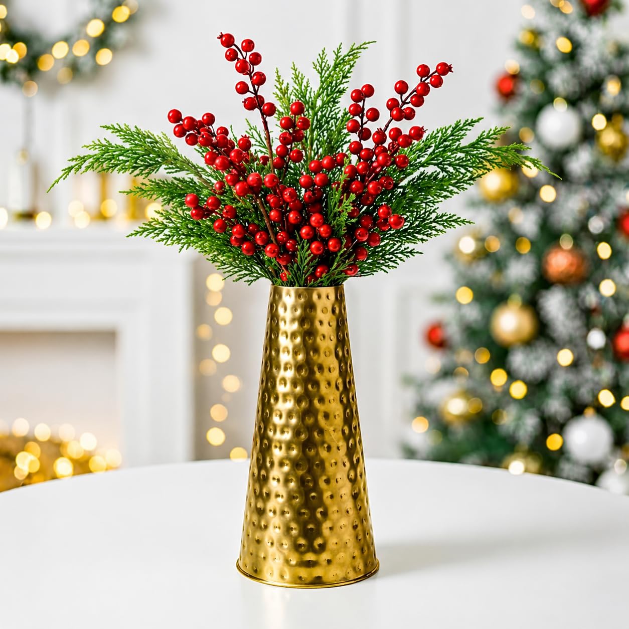 Hammered Gold Metal Flower Vase - 24 Inch -13