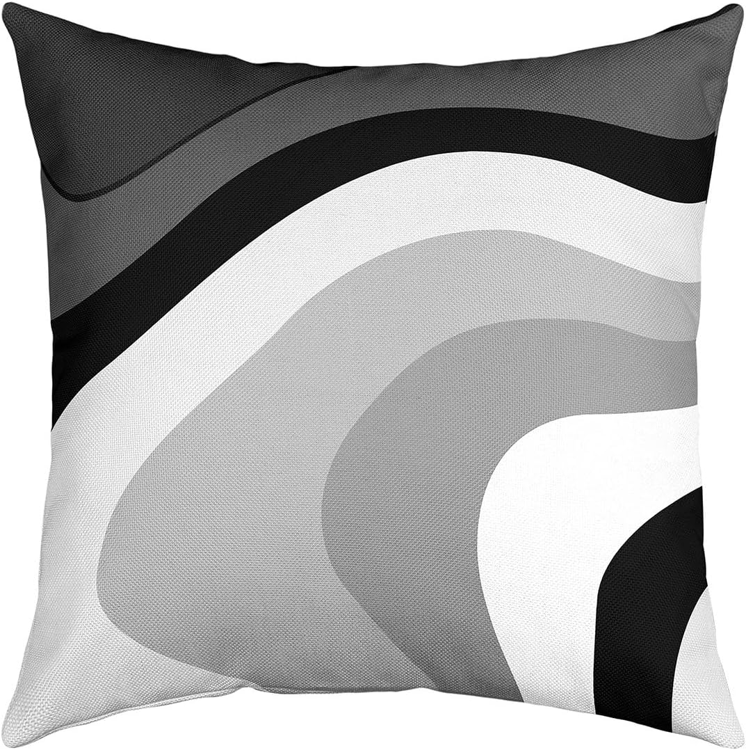 Erosebridal Modern Grey Black Striped Throw Pillow Covers 20x20 Inch Set of 4,Geometric Pillow Covers for Kids Bedroom,Retro Circle Swirls Decorative Pillow Covers,Abstract Color Art Cushion Covers